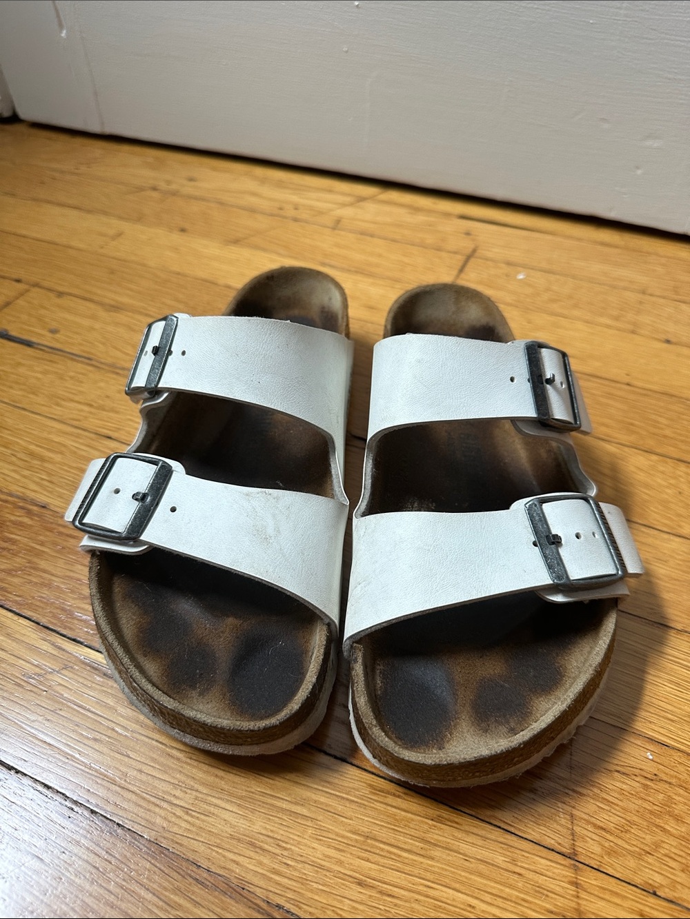 Birkenstock White Double-Strap Buckle Sandals